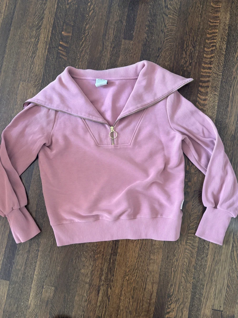 Varley Hawley half zip in Dusty Rose Pink size S
